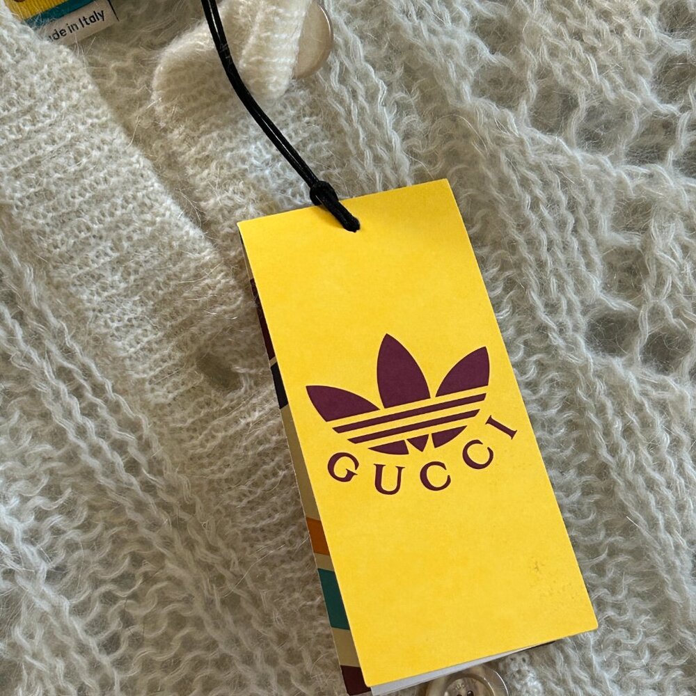 NWT Gucci X Adidas Ivory Mohair Knit Button Front Cardigan XS - Picture 8 of 16